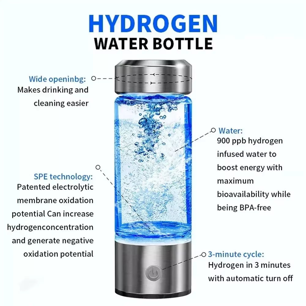 Elevate Your Hydration with the 450Ml Portable Hydrogen Water Generator – High Concentration Hydrogen Water in Just 3 Minutes!